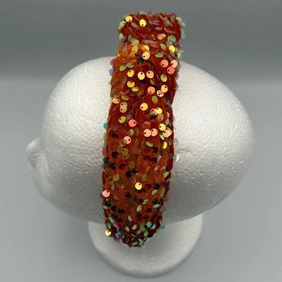 Lele Sadoughi Orange Sequin Knotted Headband - Picture 13 of 16